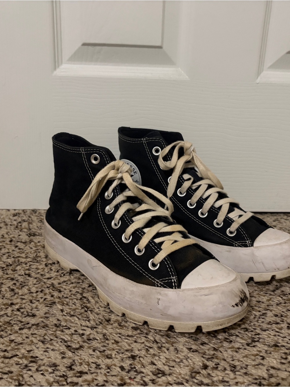 Converse Black High-Top Canvas Sneakers with White Platform Sole